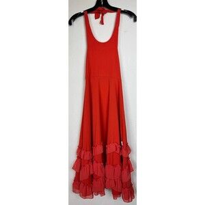 Flowersak Orange Halter Top Maxi Dress Girl's 8